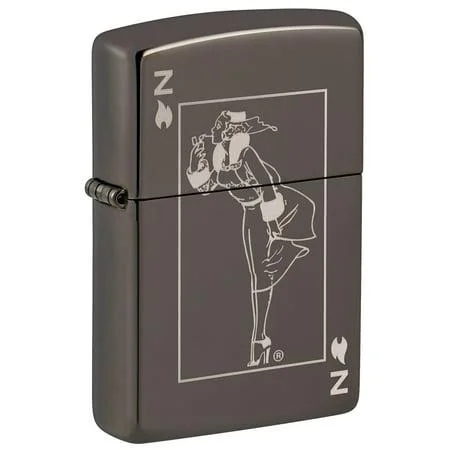 Zippo Windy Card Design Black Ice Pocket Lighter